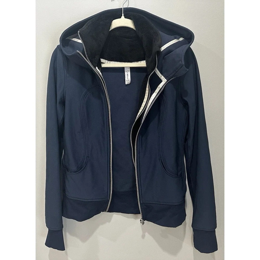 Lululemon Uba Hoodie Jacket Women's Sz 4 Small Navy With Removable Fleece Liner‎